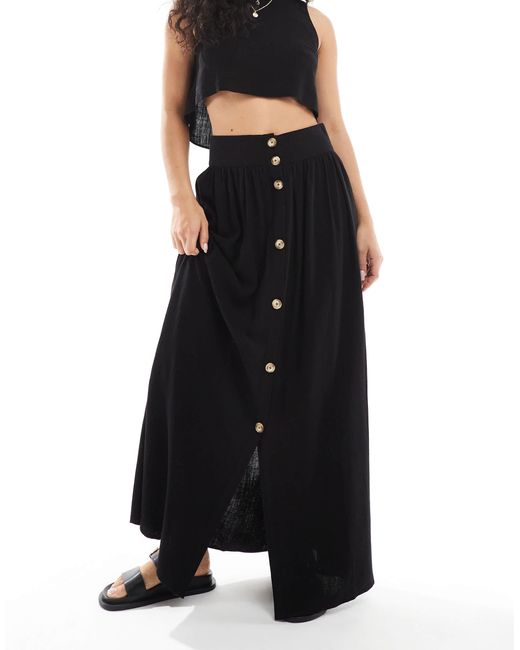 ASOS Black – maxirock aus leinen