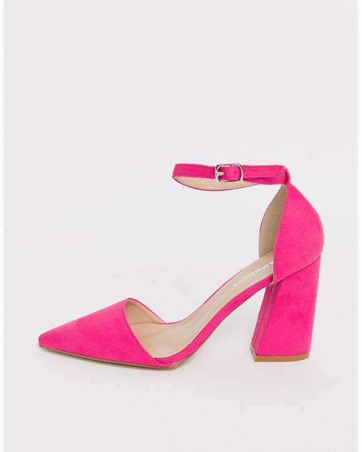 Glamorous Pink Bright Pointed Heeled Shoes