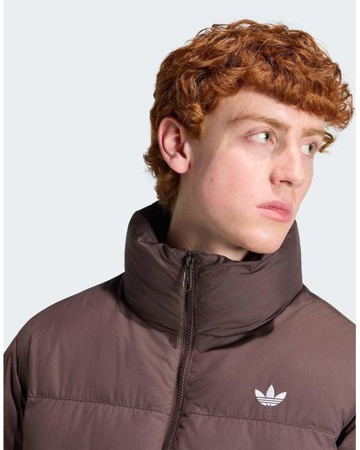 Adidas Originals Brown Stand Collar Regen Jacket for men