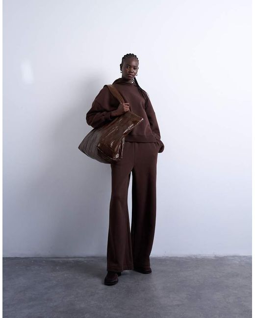 TOPSHOP Premium Oversized Hoodie Van Zware Stof in het Brown