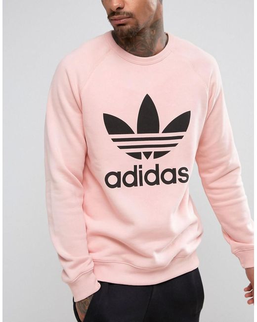 adidas Originals Trefoil Crew Neck Sweatshirt In Pink Bs2196 for Men | Lyst  Australia