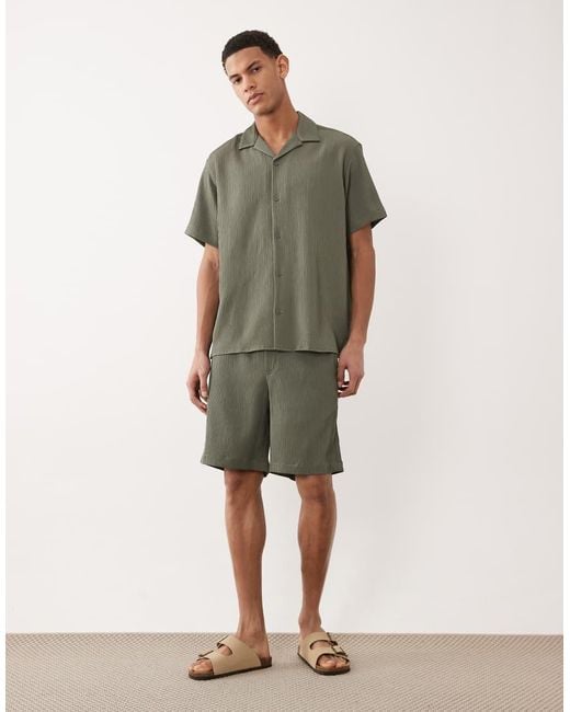 Jack & Jones Green Resort Shirt And Shorts Set for men
