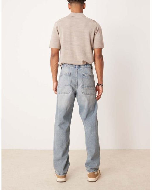 ASOS Blue baggy Jeans With Drawstring for men