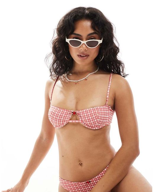 ASOS Red Rosalie Balcony Bikini Top