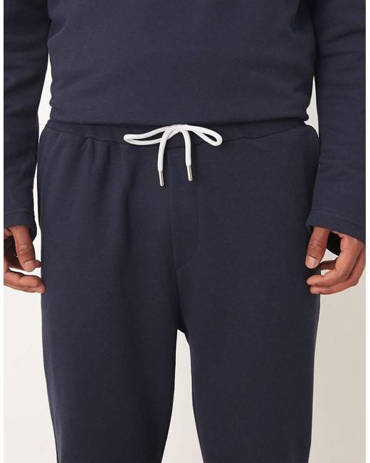 ASOS Toelopende Piqué Joggingbroek in het Blue voor heren