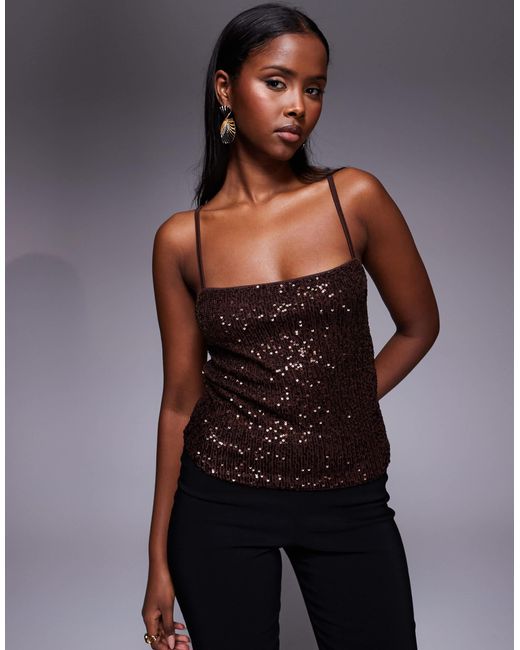 ASOS Gray Allover Sequin Cami Top