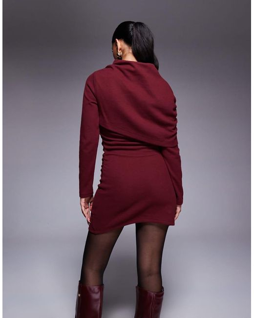 ASOS Red Supersoft Grown On Ruched Cape Mini Dress
