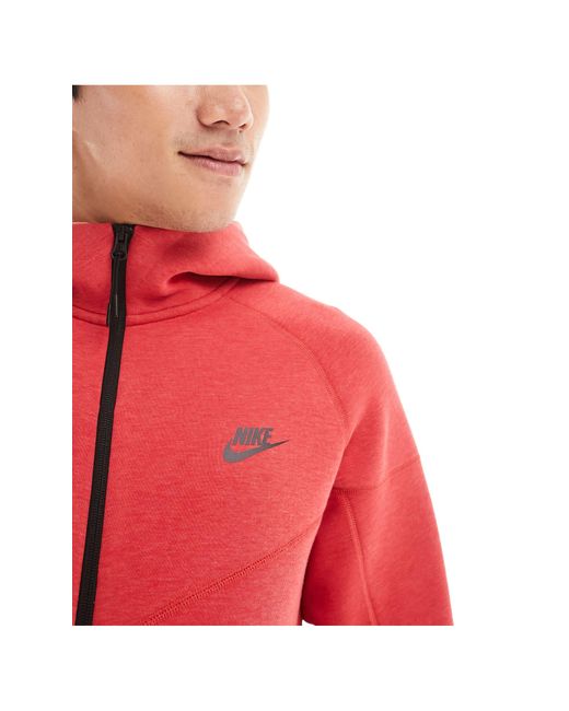 Nike Red Tech Fleece Full Zip Hoodie for men