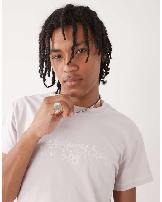 Camiseta Corta De Corte Cuadrado Con Estampado Gráfico En La Espalda De Reclaimed (vintage) de hombre de color White