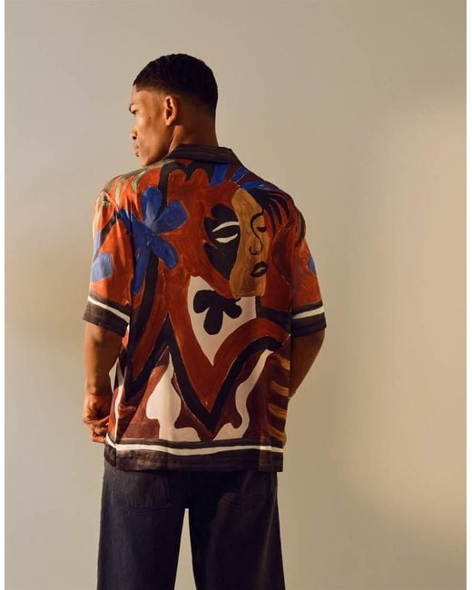 Camicia A Maniche Corte di Topman in Orange da Uomo