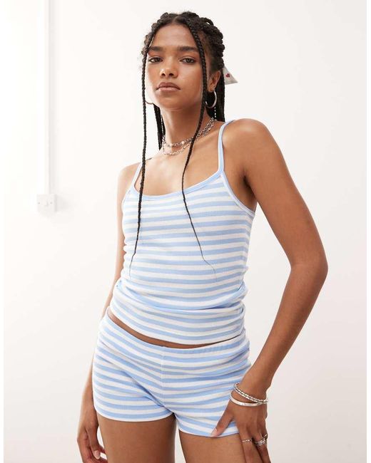 Collusion Gestreepte Cami Top in het White