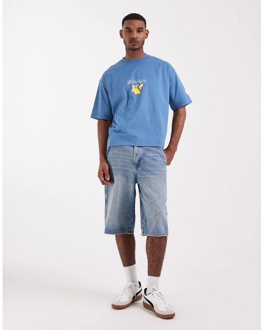 ASOS Blue Oversized T-shirt With Pokemon Pikachu Print for men