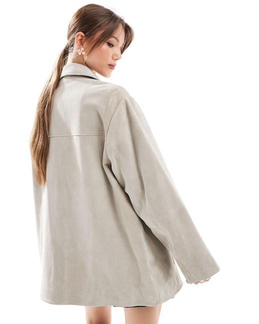 Veste à poches en daim véritable - taupe ASOS en coloris Natural