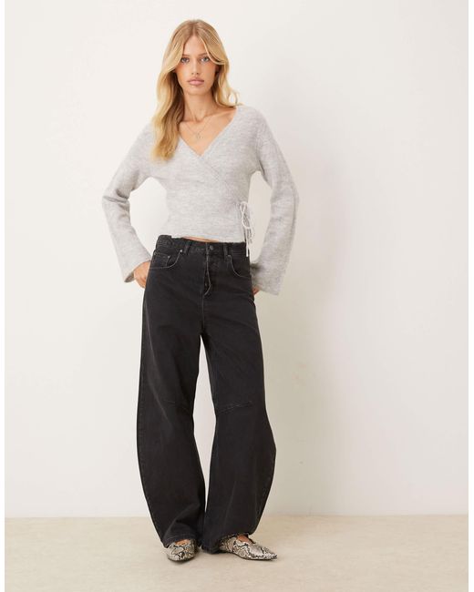 Gina Tricot White Long Sleeve Knitted Wool Alpaca Wrap Cardigan