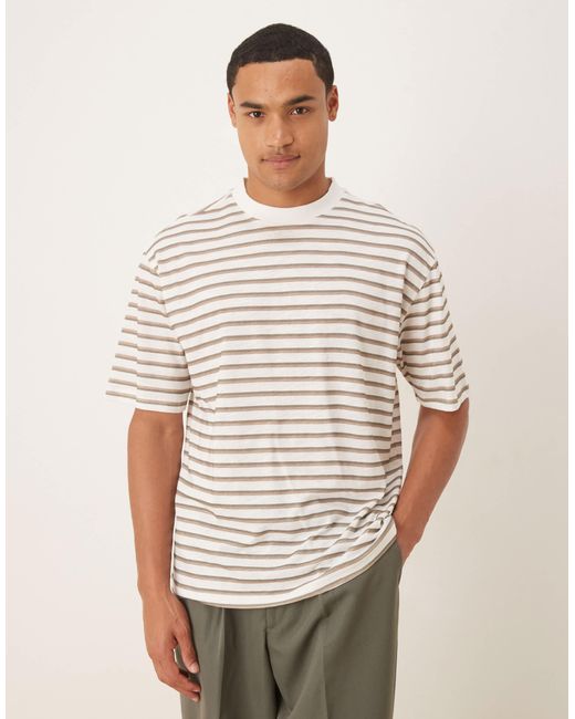 ASOS White Slubby Relaxed Fit Striped T-shirt for men