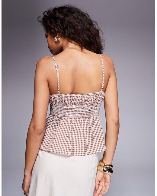 Princess Polly Purple Ansilin Shirred Tie Front Cami Peplum Top