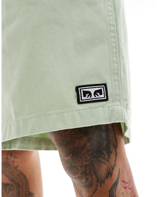 Obey Green Relaxed Twill Shorts for men