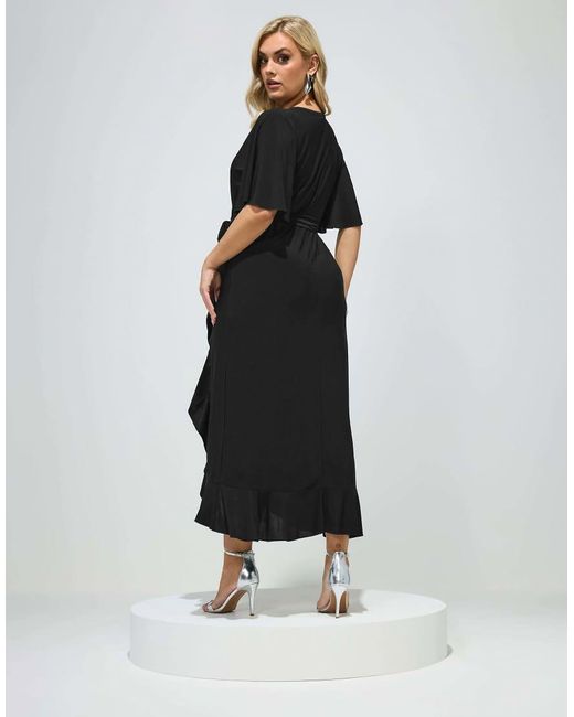 Yours Clothing Black Ruffle Hem Wrap Maxi Dress