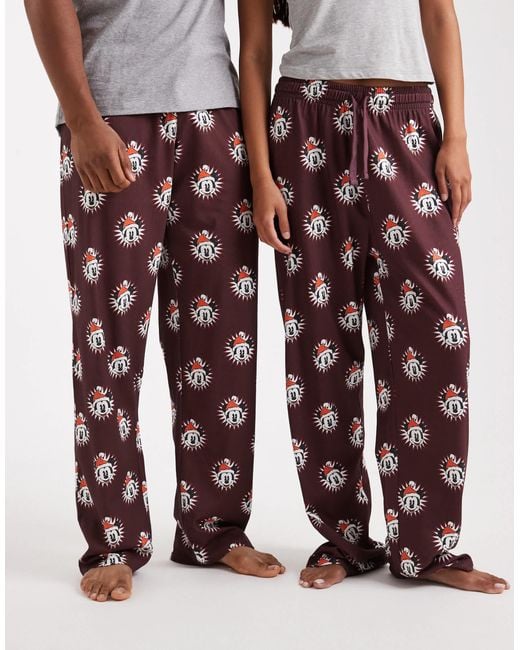 ASOS Red Lounge Bottoms With Disney's Christmas Mickey Mouse Graphic