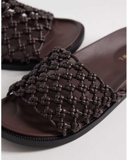 SEQWL Brown Kidman Woven Sliders for men