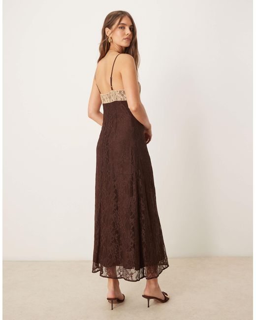 Miss Selfridge Brown – maxi-trägerkleid
