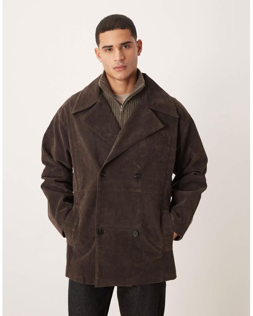 ASOS Brown Extreme Oversized Mid Length Jacket for men