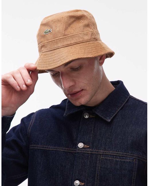 Lacoste Blue Logo Cord Bucket Hat for men