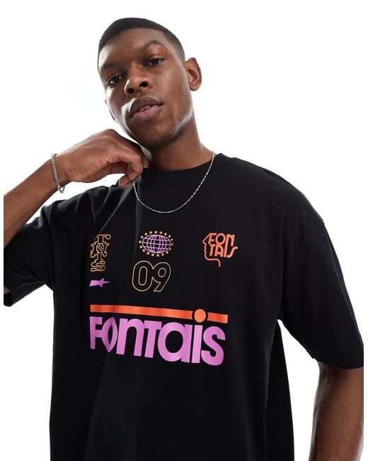ASOS Blue Oversized T-shirt With Sports Graphic for men