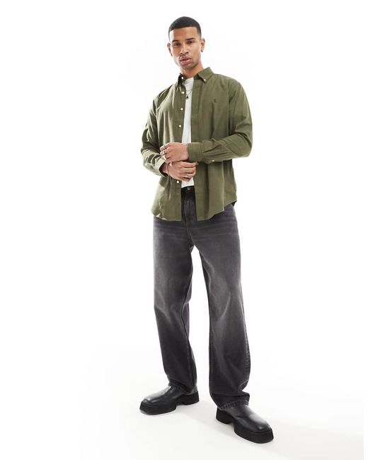 Camisa Verde Oscuro Jaspeado Con Logo De Sarga Cepillada Resistente Icon De Polo Ralph Lauren de hombre de color Green