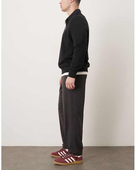 ASOS Black Smart Flannel Relaxed Tapered Trousers With Elasticated Waist for men