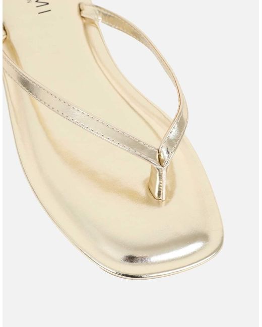 SIMMI Natural Kima Metallic Flat Sandals