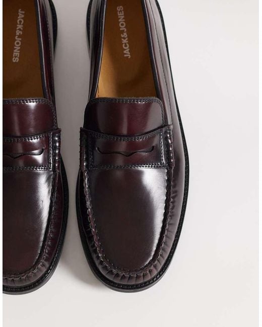 Jack & Jones Red Leather Penny Loafer for men