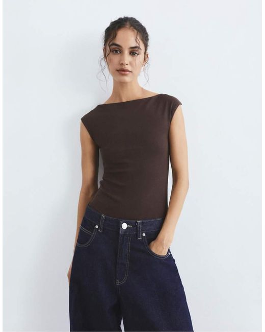 Pull&Bear Blue Short Sleeve Bodysuit