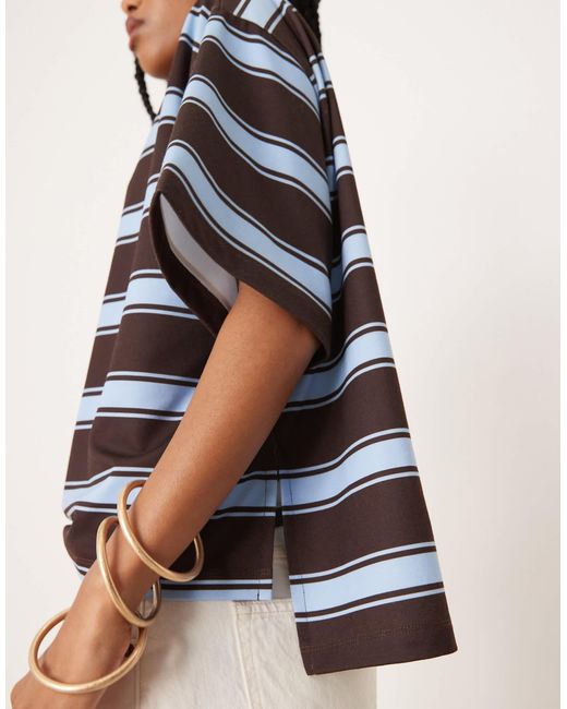 ASOS Multicolor Oversized T-shirt With Baby Blue And Choc Stripe