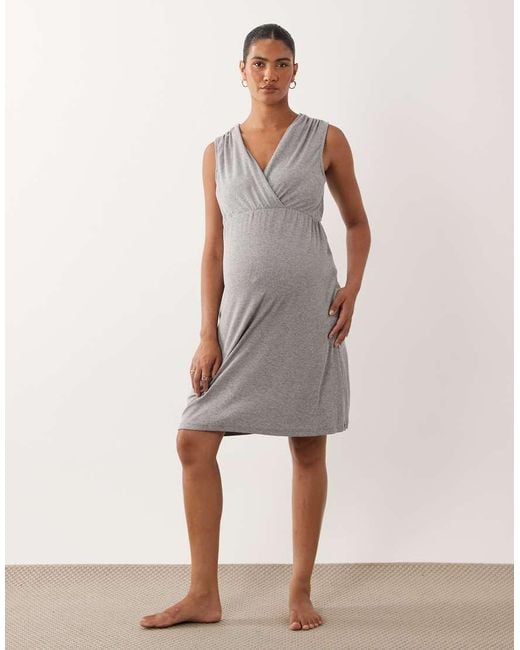 Mama.licious Gray Mamalicious Maternity Wrap Front Nightdress