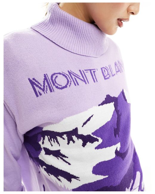 Maglione dolcevita con stampa a tema sci di Threadbare in Purple