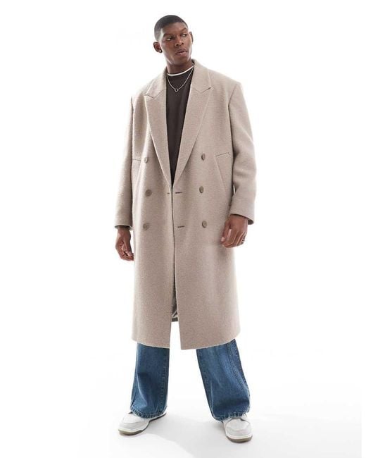 River Island Natural Double Breasted Coat for men
