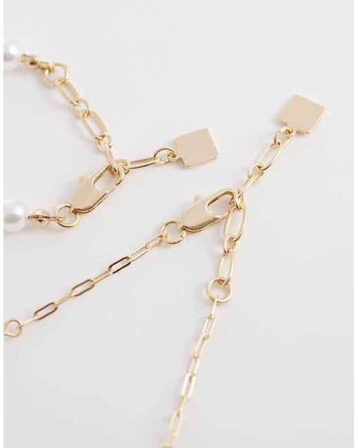 ASOS Natural Pack Of Two Bracelets With Faux Pearl Design