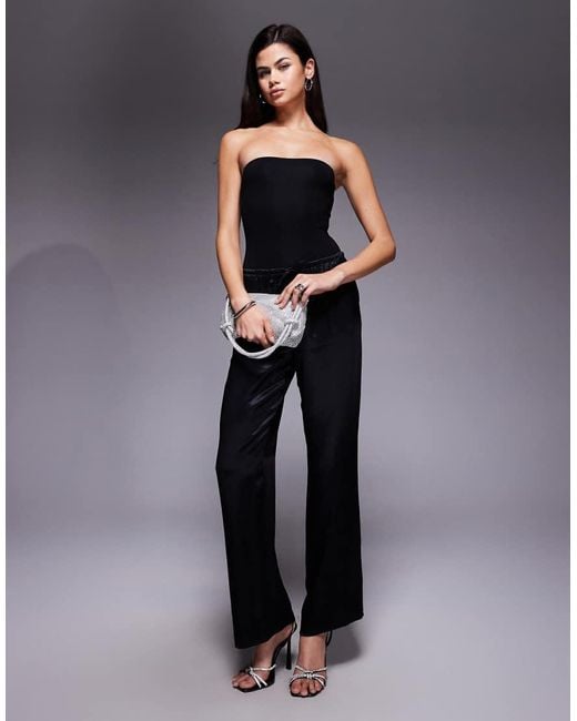 Oh Polly Black Strapless Bodysuit