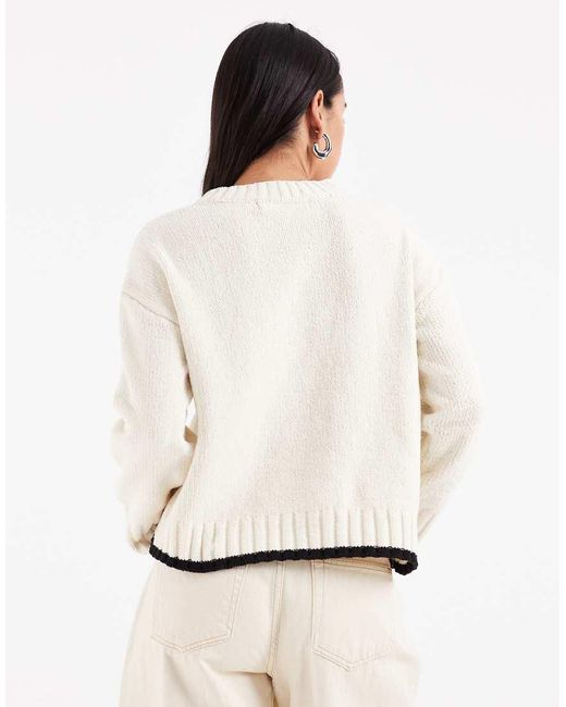 Vero Moda White Round Neck Jumper With Contrast Trim