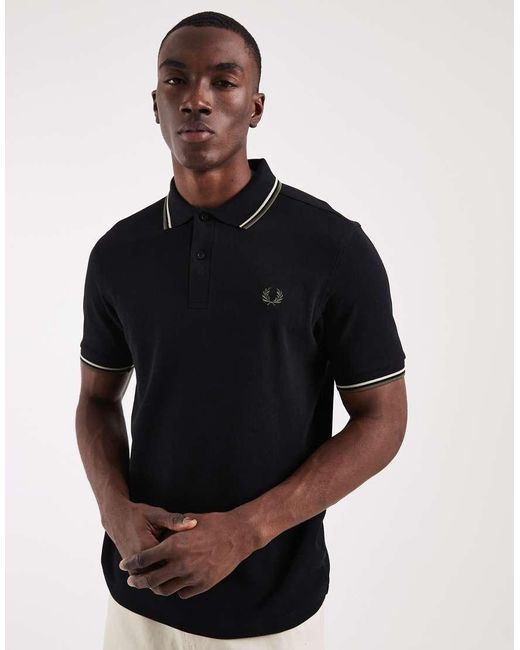 Fred Perry Black Twin Tipped Polo for men