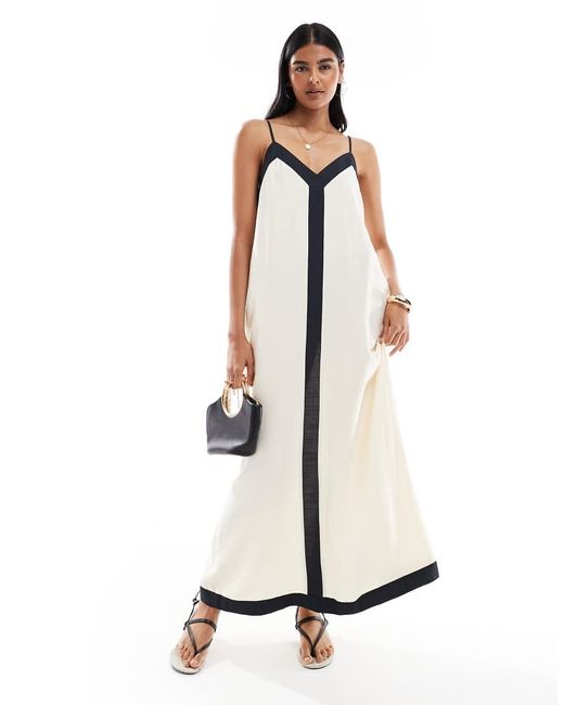 Vero Moda White Contrast Trim Cami Maxi Dress