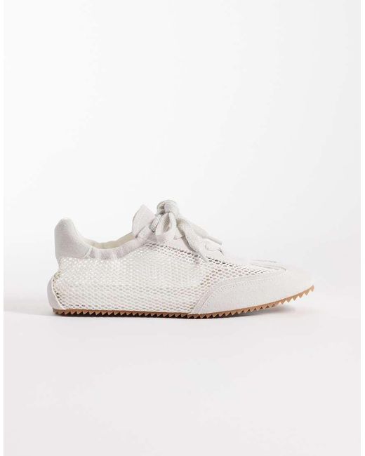 ARKET White Mesh Flat Trainers With Real Suede Binding