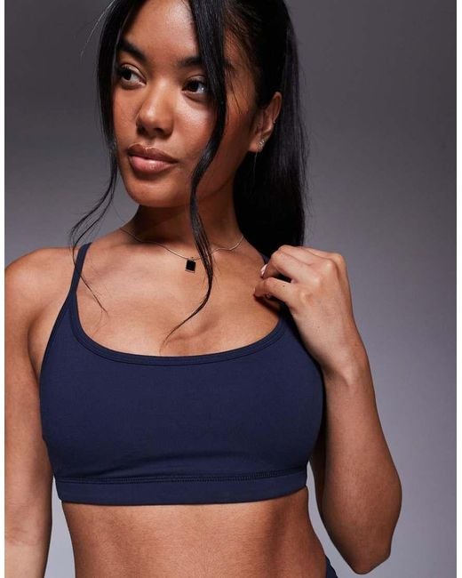 4505 Blue Icon Light Support Sports Bra With Adjustable Straps