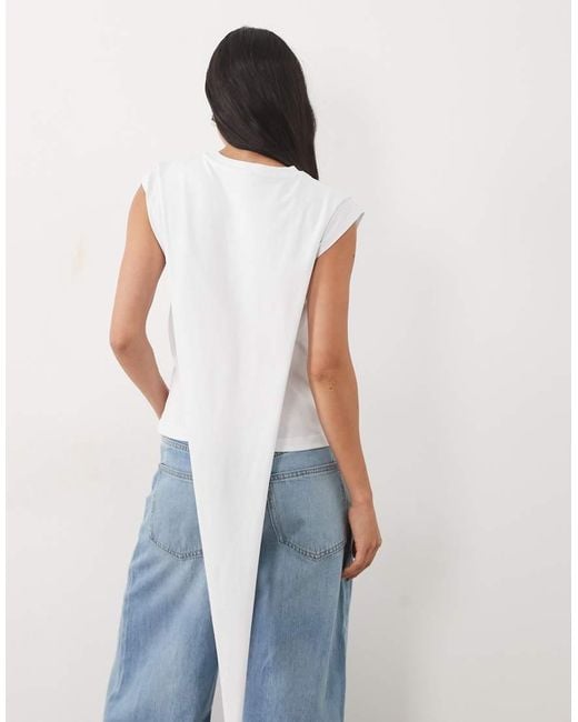 ASOS White Asymmetrical Long T-Shirt