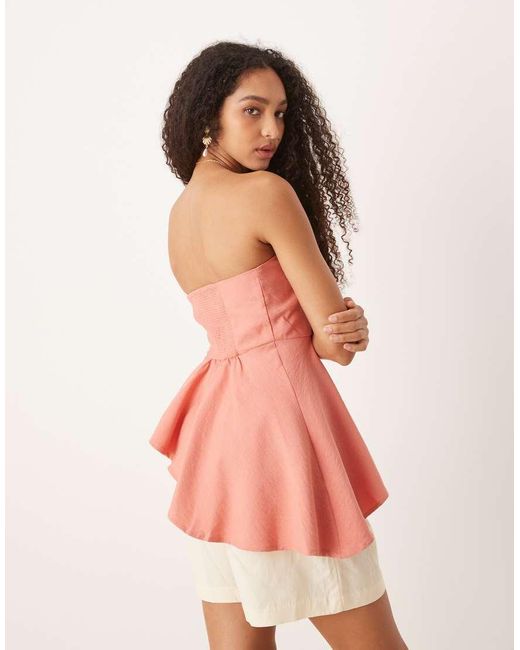 Mango Pink Asymmetric Bandeau Top
