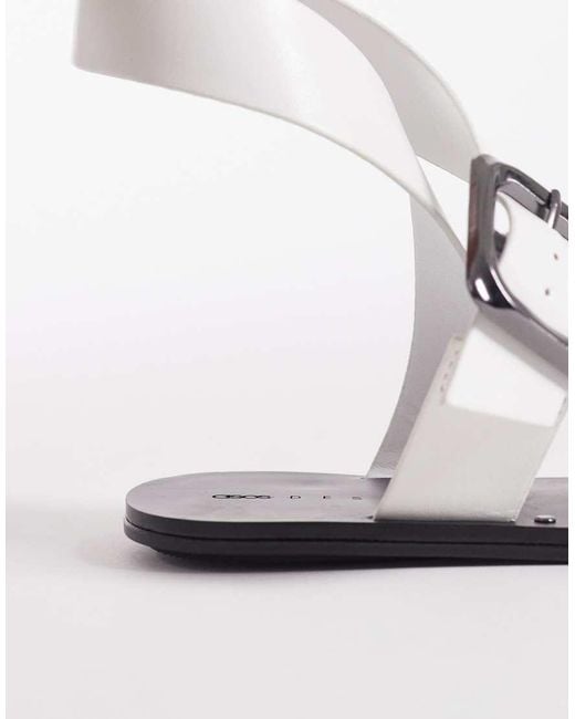 ASOS White Freely Toe Loop Cross Strap Flat Sandals