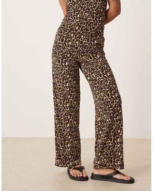 Pantalones Con Estampado De Leopardo De Tejido Ceñido De Punto Liso De (Parte De Un Conjunto) Vila de color Natural