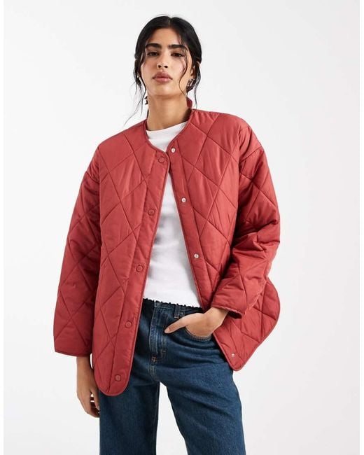 Pieces Red Quilted Lightweight Jacket