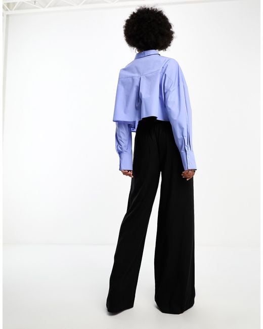ASOS Blue Asos Design Tall Clean Front Wide Leg Trousers